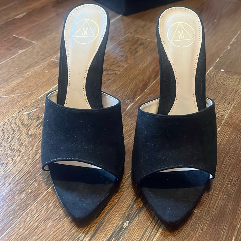 Black Women's Heeled Mule Sandals